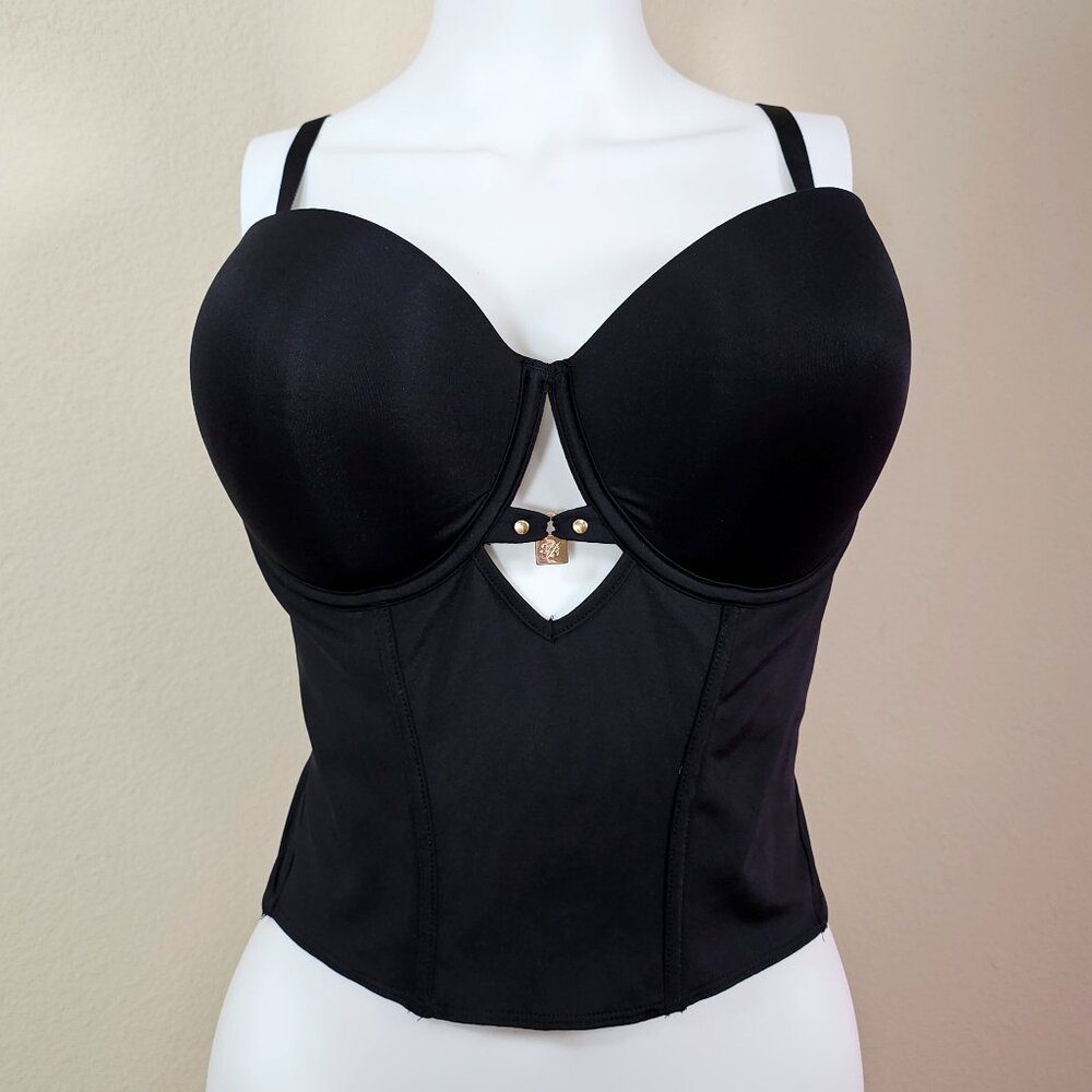 Honey Birdette Everyday Smooths Black Bustier Corset Top Size 38DDD/F